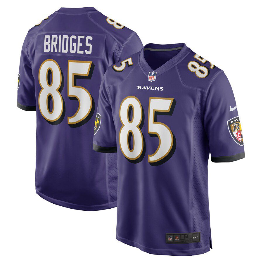 Men Baltimore Ravens 85 Shemar Bridges Nike Purple Player Game NFL Jersey